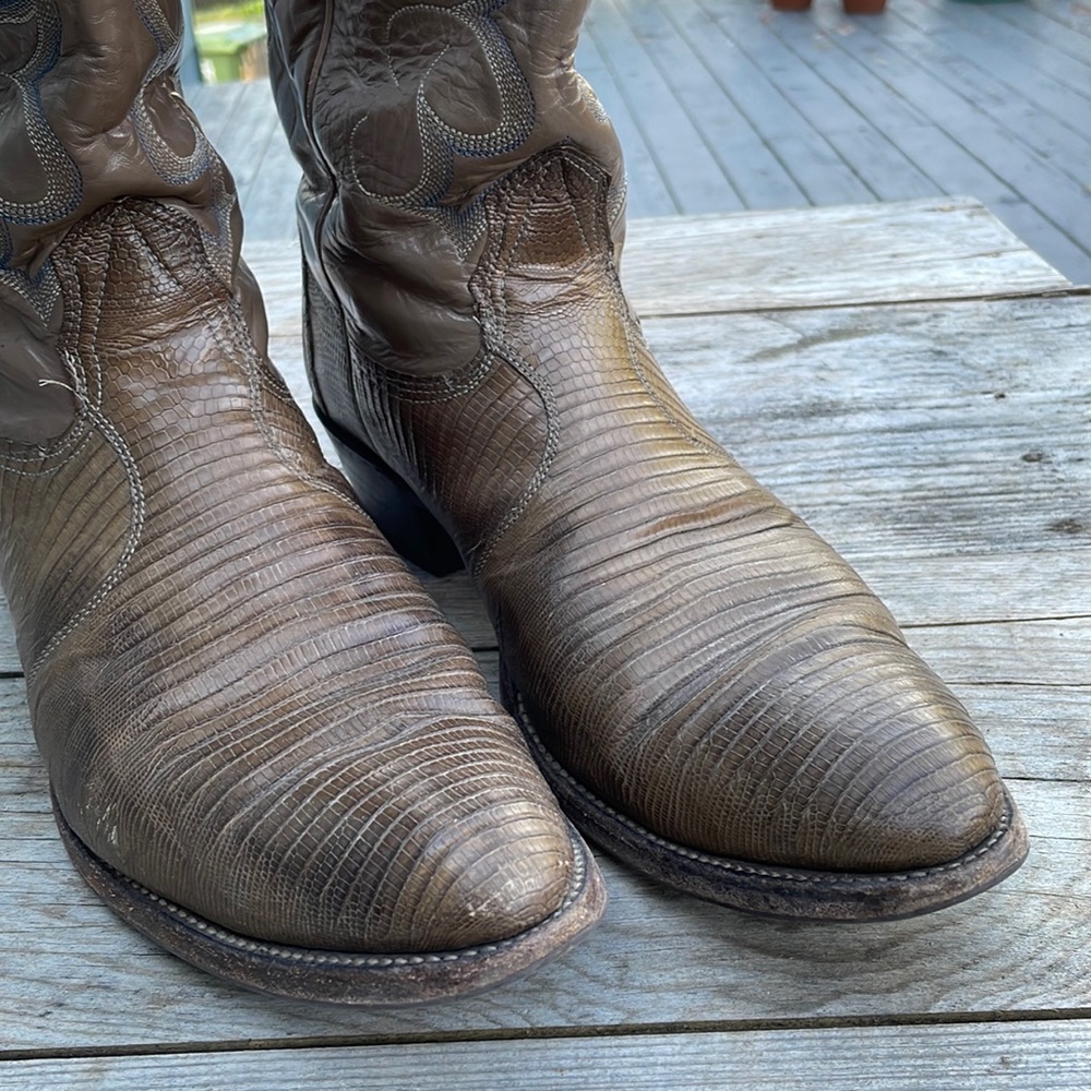 Nocona Cowboy Boots- Green Teju Lizard 10.5D